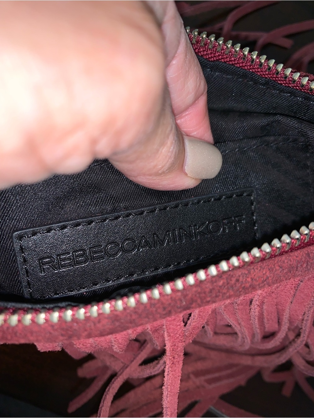 Burgundy, suede leather, Rebecca Minkoff  beautiful crossbody clutch - Picture 10 of 13